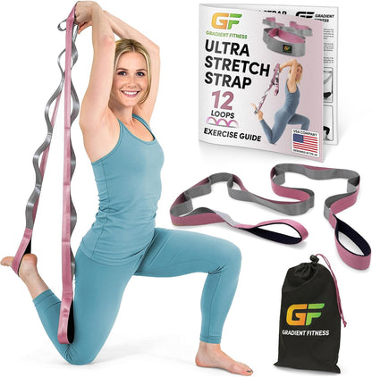 Physical Therapy Stretch Strap with 12 Loops - 1.5 Inch Width