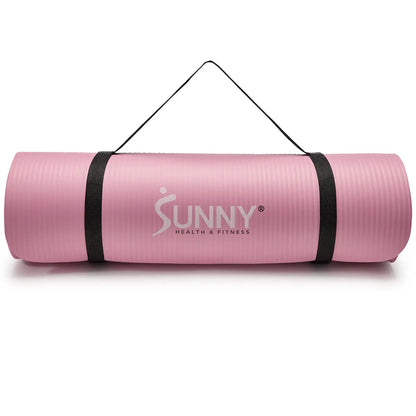 SUNNY 0.5" Thick Yoga Mat Home Gym Workout Fitness 74" X 24" Lightweight Portable Roll up Exercise Mat Non-Slip Textured Cushion Durable Tear Resistant Sweat and Water Resistant for Yoga Pilates Stretching Meditation Indoor and Outdoor Use