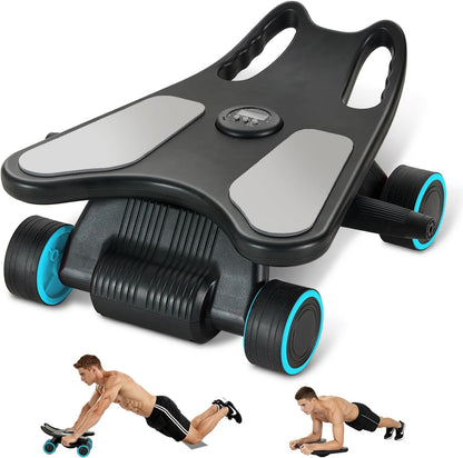 Ab Roller Wheel, Ab Roller, Upgraded Automatic Rebound Ab Roller with Elbow Support, Knee Mat & Timer, 4 Wheels Ab Workout Equipment for Core Strength Training, Silent Ab Wheel for Beginners Men Women Home Gym Fitness