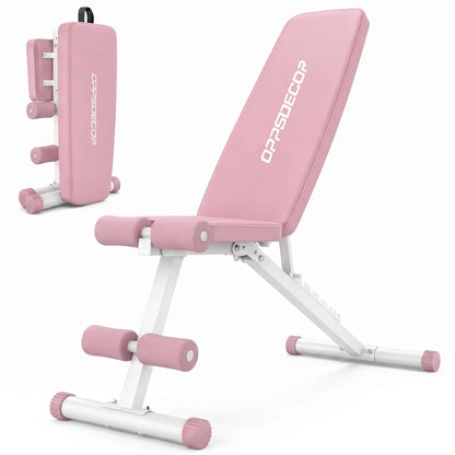 OPPSDECOR Adjustable Weight Bench - Full Body Strength Training Workout Equipment for Home Workout, Home Gym Equipment, 3S Fast Folding, Father'S Day Gifts (Black, White, Pink) Tiktokshopbacktoschool, Fit at Home