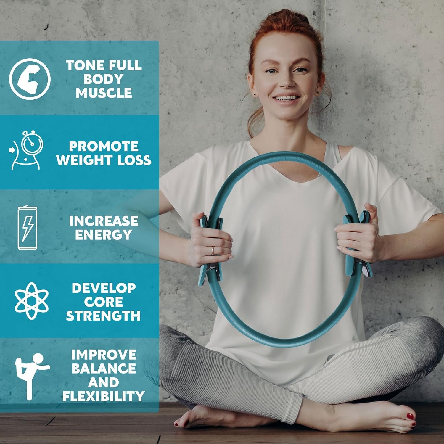 Pilates Ring 11. 81 Inch Pilates Circle Yoga Ring Magic Lightweight Flexible Workout Equipment for Fitness Physical Therapy Resistance Exercise Arms Legs