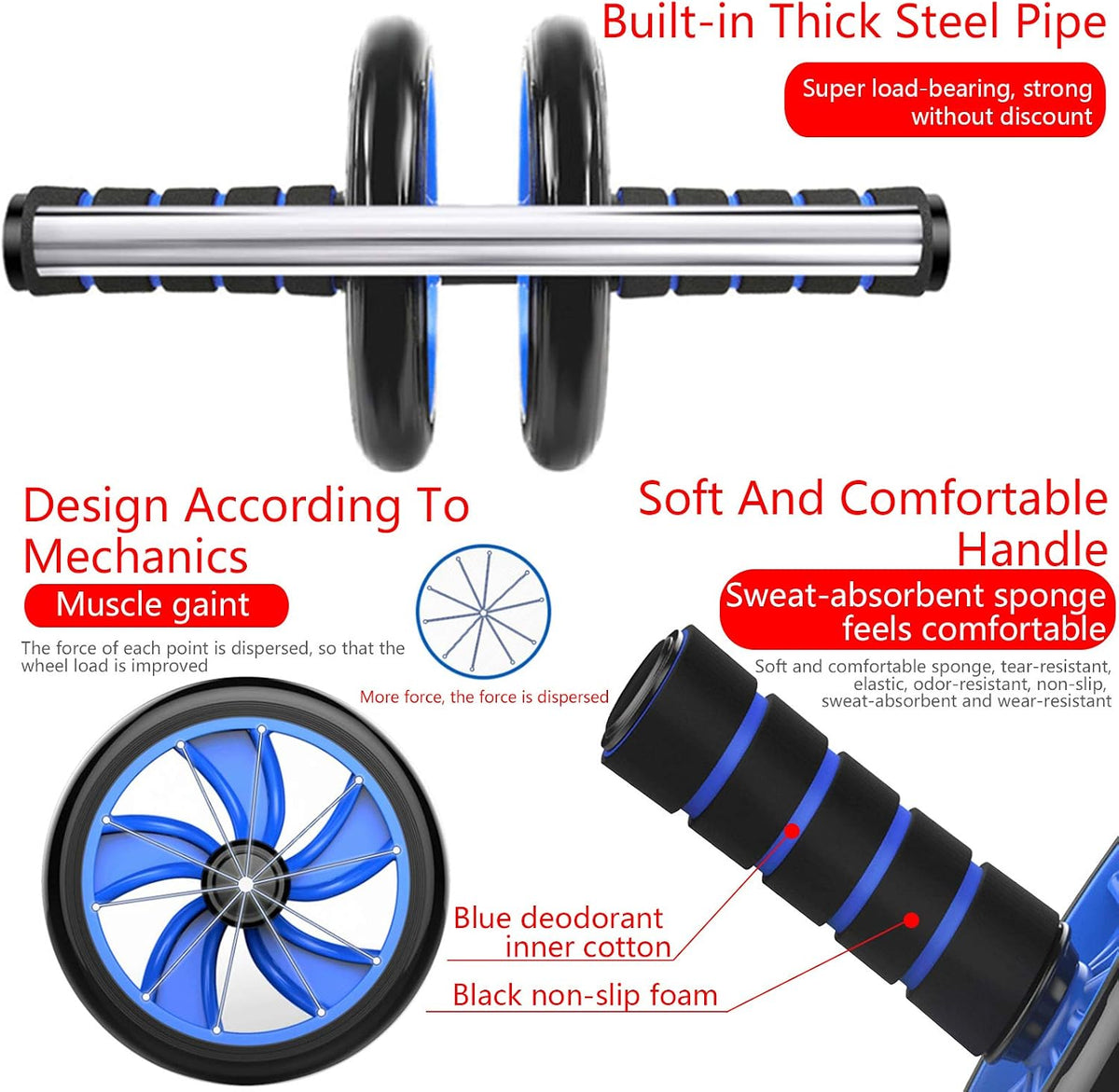 Ab Roller Kit, 5-In-1 with Knee Pads, Push-Up Bars & Jump Rope