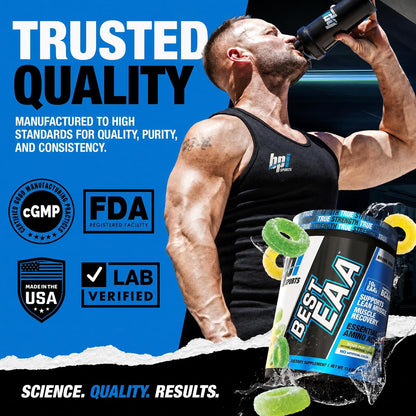 Essential Amino Acids EAA Powder - Pre, Intra & Post Workout Drink - BCAA Powder for Men & Women, EAA + BCAA + Hydration. Advanced Formula with 10G of EAA. (Sour Power)
