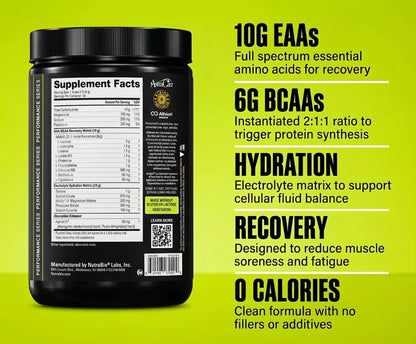 Base Aminos EAA + BCAA Powder –10G Essential Amino Acids Supplement, 6G 2:1:1 Bcaas, 2.8G Hydration Matrix with Electrolytes & Absorption Enhancer Astragin® – 30 Servings- Unflavored