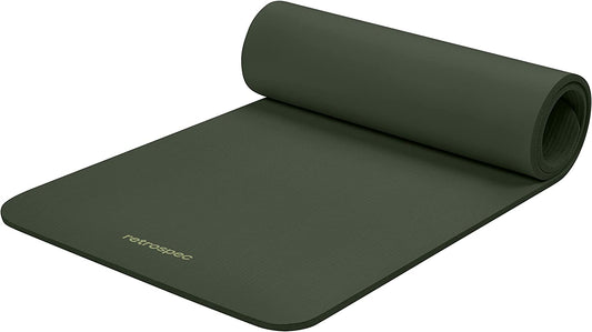 Retrospec Solana Yoga Mat Thick 1/2In Non-Slip Workout Mat with Nylon Strap - 72X24In Exercise Mat for Pilates, Stretching & Fitness - BPA Free, Easy Clean