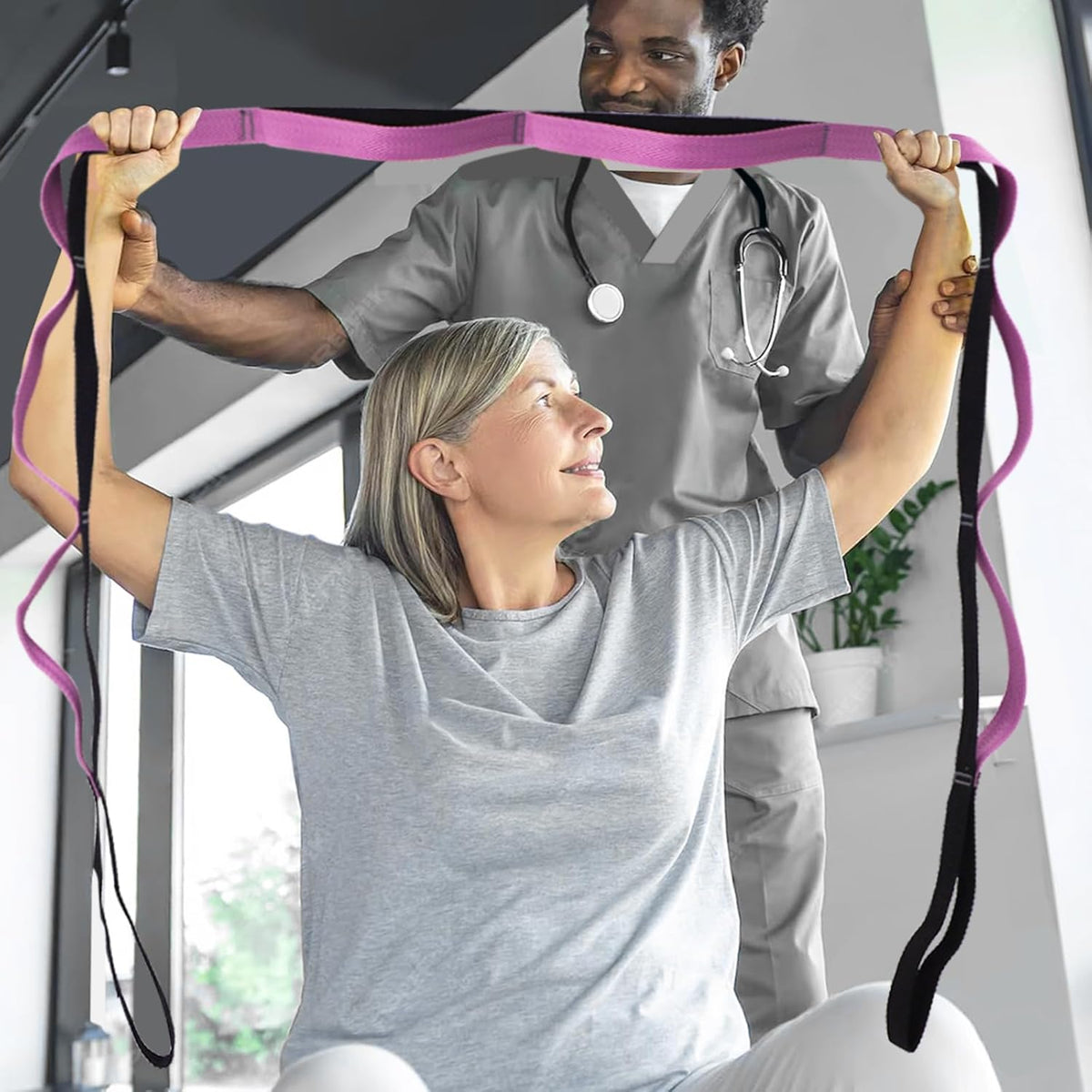 Premium Durable Stretch Straps with Loops, Stretching Strap for Physical Therapy, Multi-Loop Yoga Strap Fitness Exercise Strap for Yoga, Pilates, Dance, Flexibility&Exercise