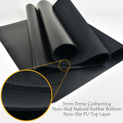 Hot Yoga Mat Non Slip-Professional Grade Natural Rubber Yoga Mat, Pliates Mat, Stretching Mat or Exercise Mats for Home Workout. Nonslip for Hot and Sweaty Classes. Includes Yoga Strap for Carrying and Stretching Too.