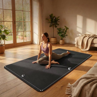 Large Yoga Mat 6'X 4'（72”X 48”）—1/4" &1/3" Extra Wide Exercise Mat 183Cm X 122Cm Large Exercise Mat Big Home Yoga Mat Pilates Mat,Non Slip,Thick,Tpe Workout Mat,For Women & Men, Yoga, Pilates, Gym and Floor Workouts Pilates