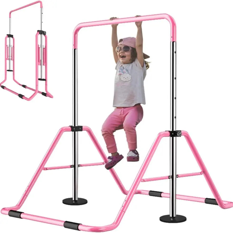 Gymnastics Bar for Kids，Adjustable Height Folding Horizontal Bars, Junior Gymnastics Equipment Training Children Monkey Bars for Home Practice Using