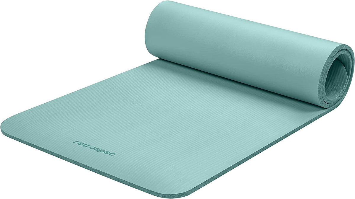 Retrospec Solana Yoga Mat Thick 1/2In Non-Slip Workout Mat with Nylon Strap - 72X24In Exercise Mat for Pilates, Stretching & Fitness - BPA Free, Easy Clean