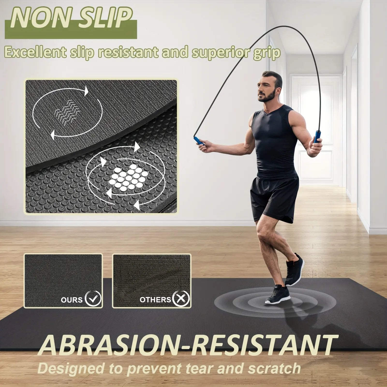 Large Anti-Slip Floor Protection Mat,Fitness Equipment Fitness Sports Mat, Floor Mat, Fitness Mat Non-Slip Highly Durable Underlay Mat Protective Mat for Treadmills