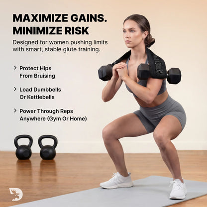 Dmoose Fitness Hip Thrust Belt for Home Workout & Weightlifting, Padded Nylon and Neoprene Strap with Adjustable Fit and Quick Release Clips, Nylon+Neoprene, Supporting Belts, Unisex