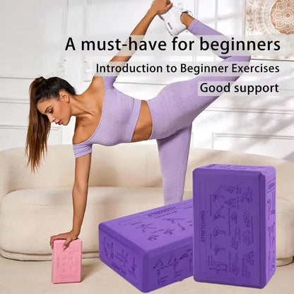 2Pcs Yoga Blocks with Pose Guide, Soft Non-Slip Design, Ideal for Yoga, Meditation, Pilates, Enhances Flexibility, Durable High-Density Bricks, Yoga Equipment