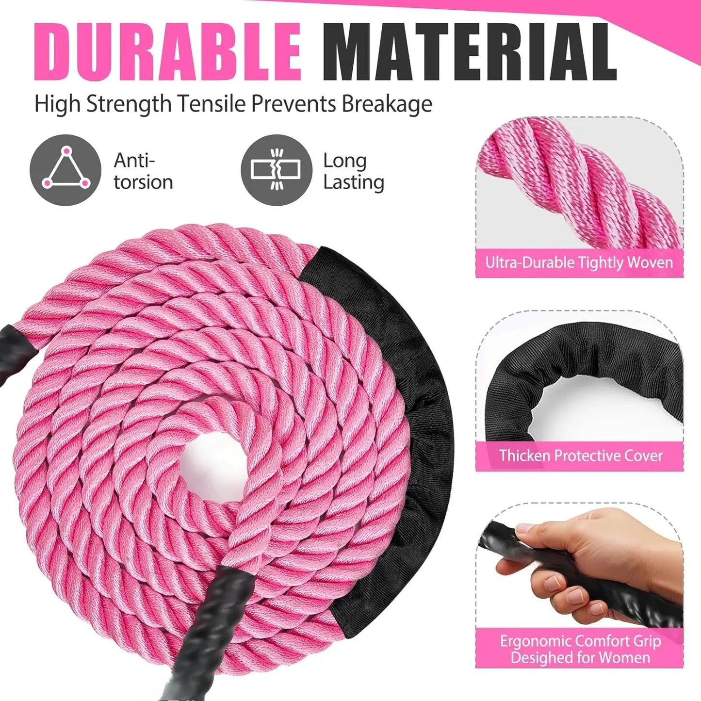 Weighted Jump Rope for Women Heavy Jump Ropes for Fitness Home Gym Exercise Equipment Adult Skipping Rope Boxing Training Workout Equipment Anti-Slip Handles Durable Polymer Fiber Rope