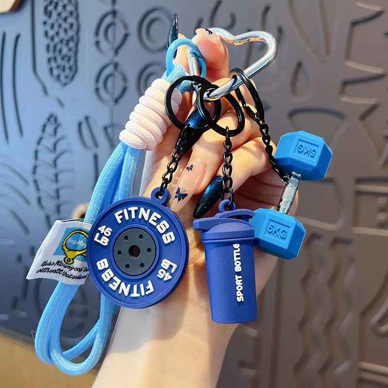 Unisex Cool Cute Matching Gym Keychain Set - Silicone Dumbbell, Kettlebell & Weight Plate Key Rings for Car Keys, Fashion Fitness Accessories for Bags, Keychain Cute