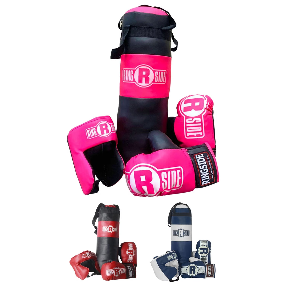 Kids Boxing Set with Mini Heavy Bag, Gloves and Headgear - Black