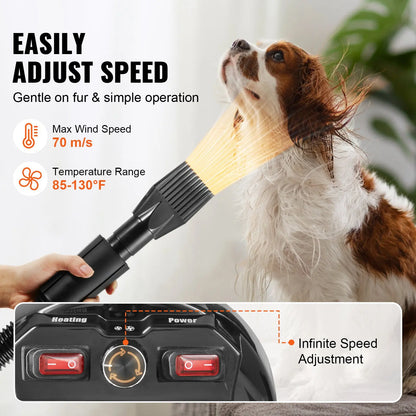 【Fathersdaygift】Vevor Dog Dryer2000W/2.7Hp Dog Blow Dryerpet Grooming Dryer with Adjustable Speed and Temperature Controlpet Hair Dryer with 4 Nozzles and Extendable Hoseblack