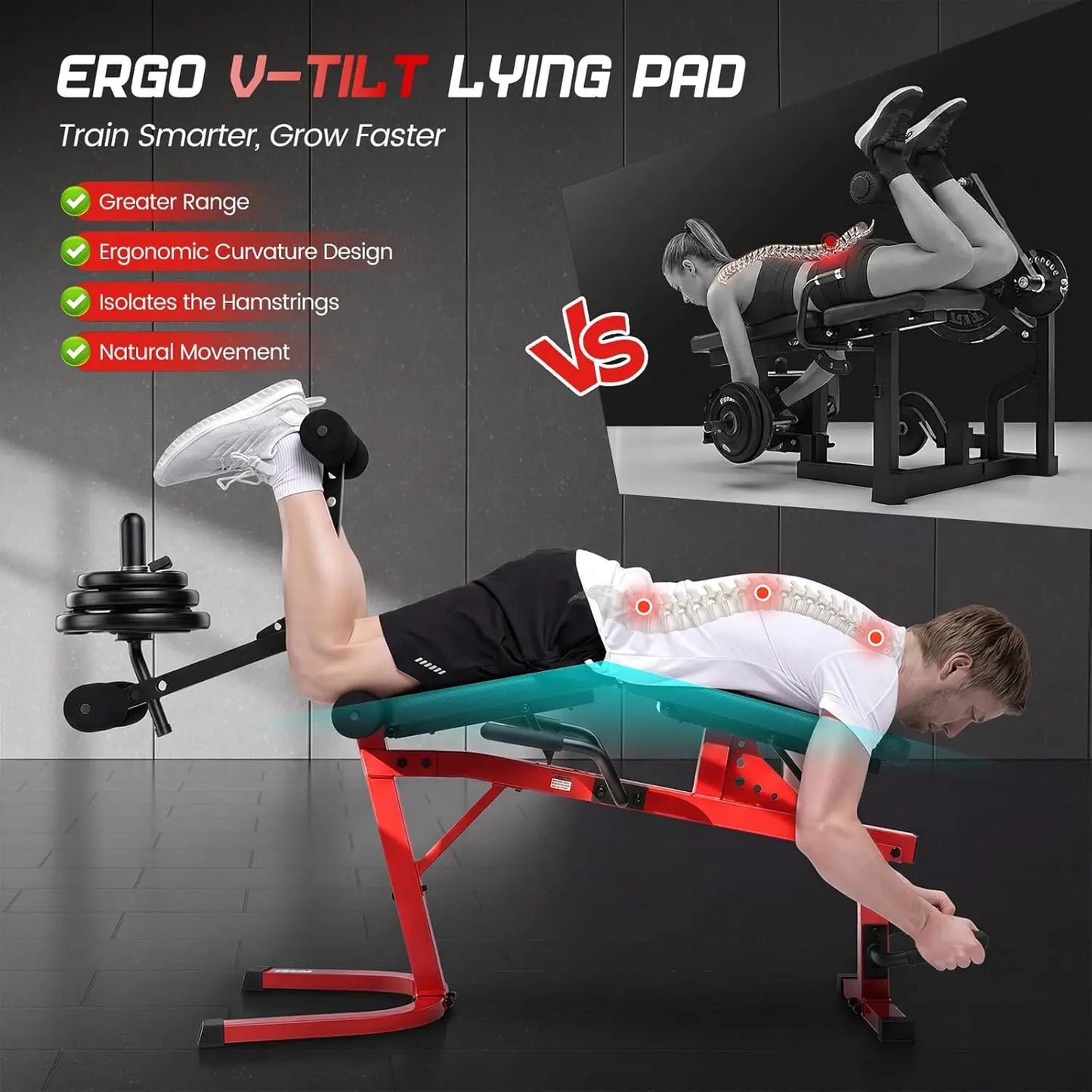 ANCHEER Plate-Loaded Leg Extension & Curl Machine - Adjustable 880LB Capacity Lower Body Strength Trainer, Leg Extension Machine, at Home Gym Equipment for Quads, Hamstrings, Glutes, Summerwins, Workout Equipment, Leg Curl Machine