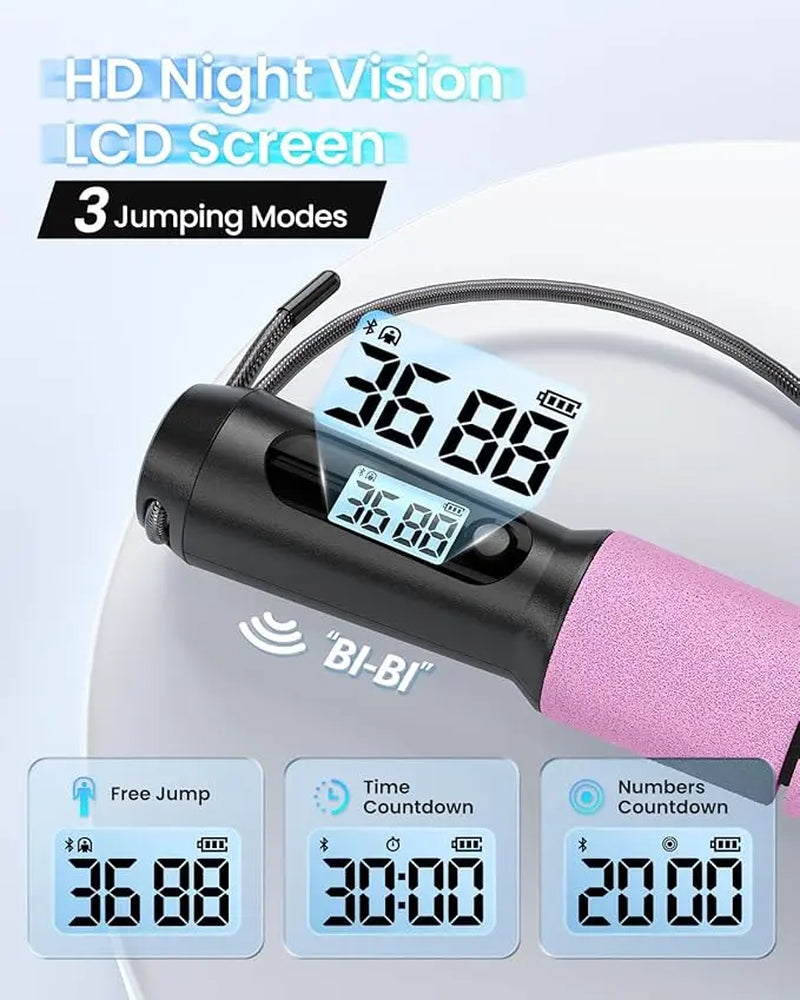Smart Jump Rope, Fitness Skipping Rope with APP Data Analysis, Workout Jump Ropes for Home Gym, Crossfit, Jumping Rope Counter for Exercise for Men, Women