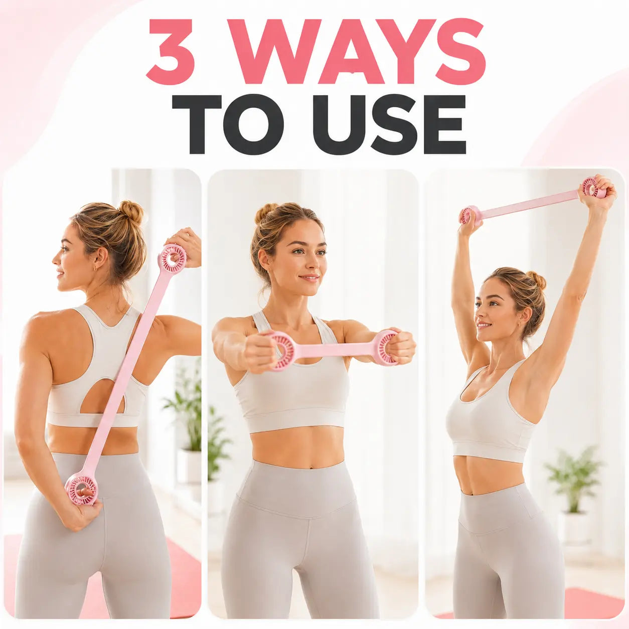 [Summerwins] Women’S Silicone Figure 8 Resistance Band - Lightweight Elastic Hand Gripper Flexible Grip Attachment Hand-Pulling Band, Shoulder Stretch Tool for Home Yoga, Desk Breaks, Arm Workout for Woman, Resistance Band Workout, Handheld