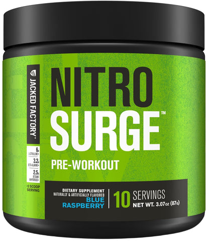 NITROSURGE Pre Workout Supplement - Endless Energy, Instant Strength Gains, Clear Focus and Intense Pumps - NO Booster & Powerful Preworkout Energy Powder - 30 Servings, Black Cherry