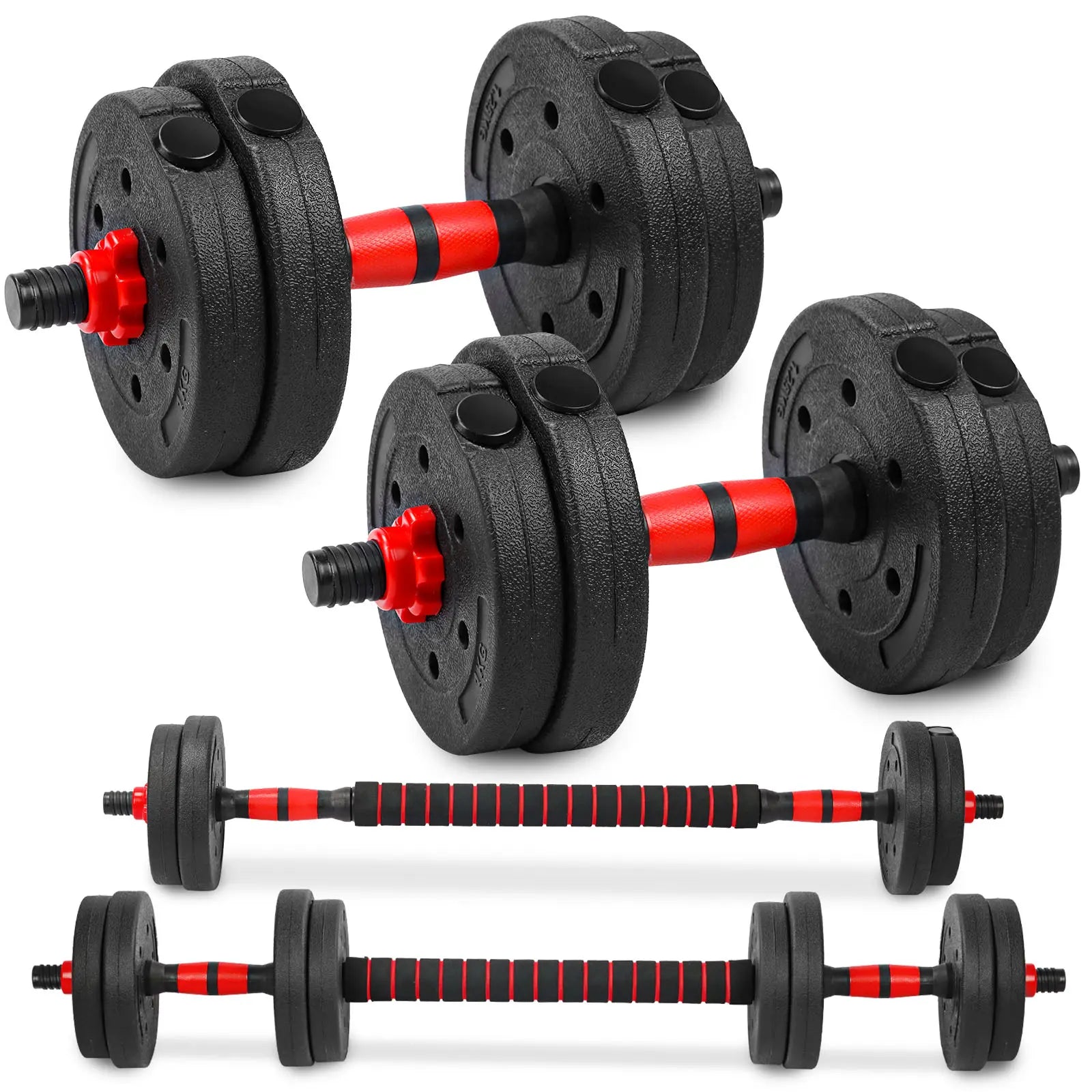 Adjustable Dumbbell Set, 22Lbs Free Weights Dumbbells Set, 3 In1 Dumbbells Set Used as Barbell,Push-Up Stand, Weight Set for Home Gym, Fitness Workout Equipment for Men Women