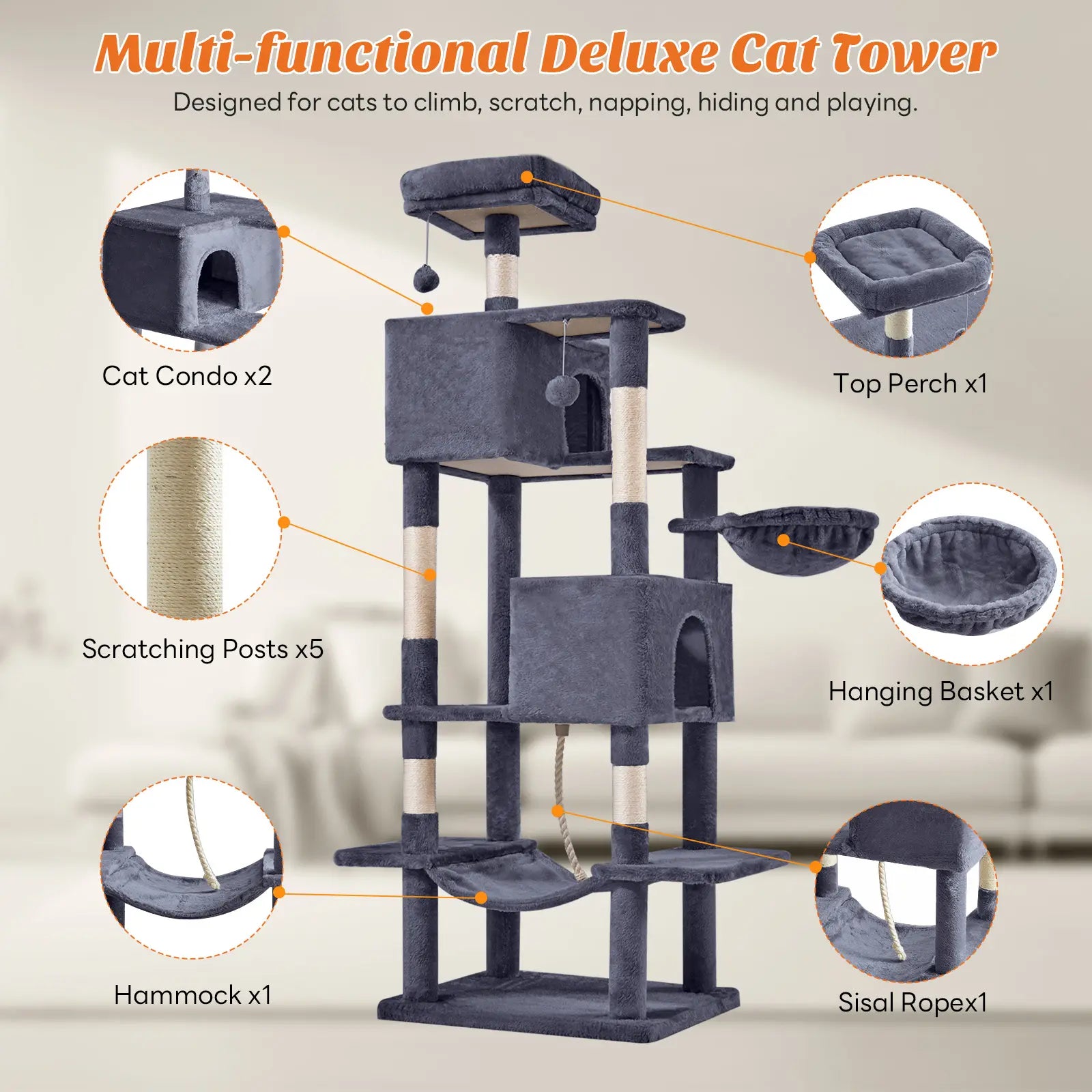 【Dealsforyoudays】 Cat Climbing Shelf, Post Cascading Cat Climbing Shelf, Indoor Playhouse, Cozy Nest, Durable, Space-Saving Design, Gift for Pet Owners
