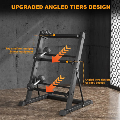 3 Tier Dumbbell Rack Stand Only, 700LB Capacity Adjustable Weight Rack for Home Gym, Heavy-Duty Weight Stand for Dumbbells & Kettlebells(Rack Only)