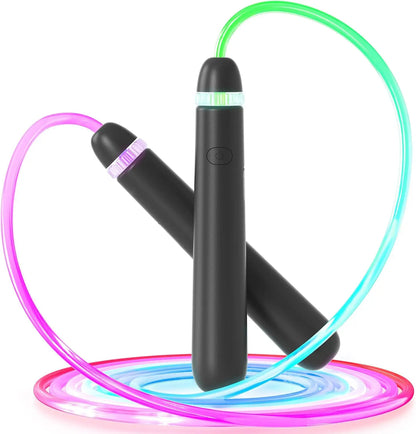LED Illuminated Jump Rope-Unisex Adjustable Illuminated Jump Rope, Colorful Glow-In-The-Dark Jump Rope, Suitable for Children and Adults.