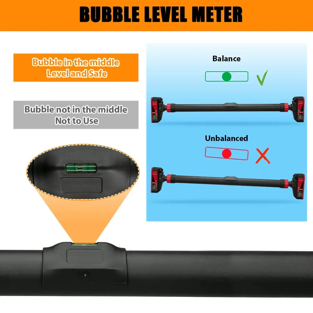 Pull up Bar for Doorway with Level Meter & Anti-Slip Design - Adjustable No Screws Chin up Bar for Home Gym, 440 LBS Max Load, for Strength Training