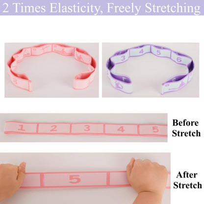 Elastic Yoga Stretching Strap with Loops,  Stretch Straps for Physical Therapy, Pilates Stretch Band, Elastic Exercise Bands, Leg Stretching Strap, Stretch Resistance Bands for Exercise