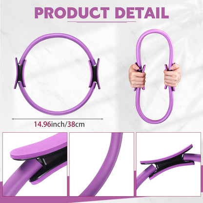 Pilates Ring 11. 81 Inch Pilates Circle Yoga Ring Magic Lightweight Flexible Workout Equipment for Fitness Physical Therapy Resistance Exercise Arms Legs