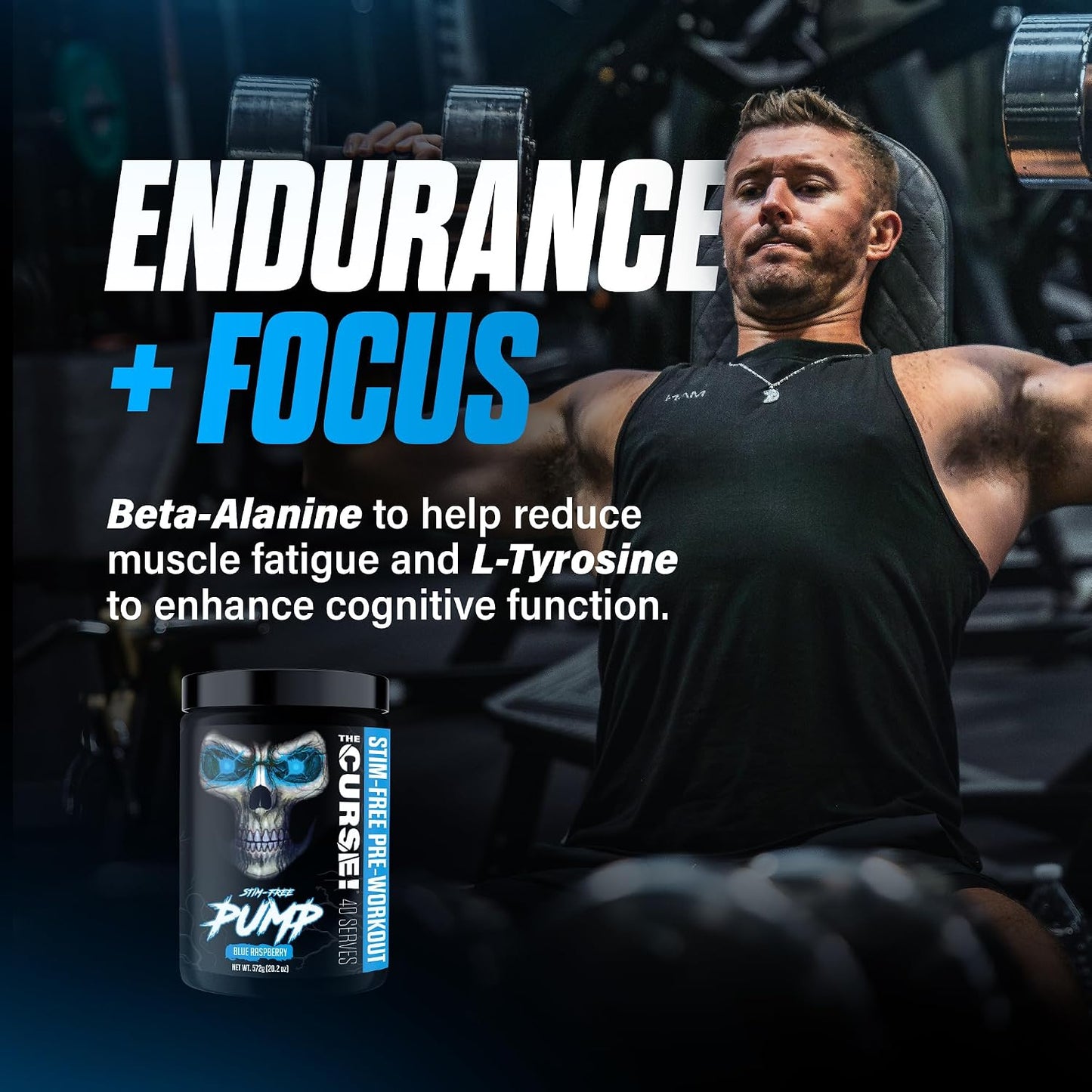 the Curse! Stim-Free Pre Workout Powder, Sour Candy, 40 Servings | Caffeine Free Pump, Non Stim Pre Workout, with L-Citrulline & Beta-Alanine for Nitric Oxide Support and Performance.