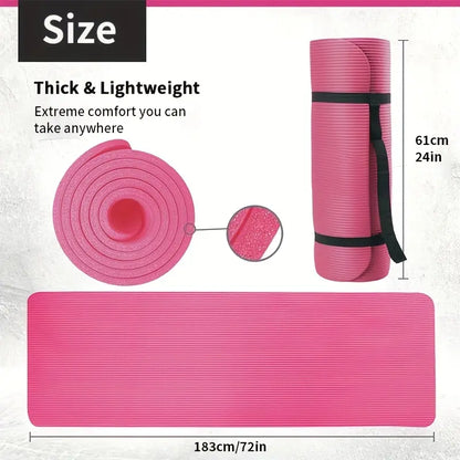 Extra Thick 0.8Cm/0.32In High-Density Tear-Resistant Exercise Yoga Mat with Carry Strap, Non-Slip Fitness and Sports Mat for Home Gym Pilates and Yoga Arm Landing Solar Eclipse Pink Products Yoga Equipment