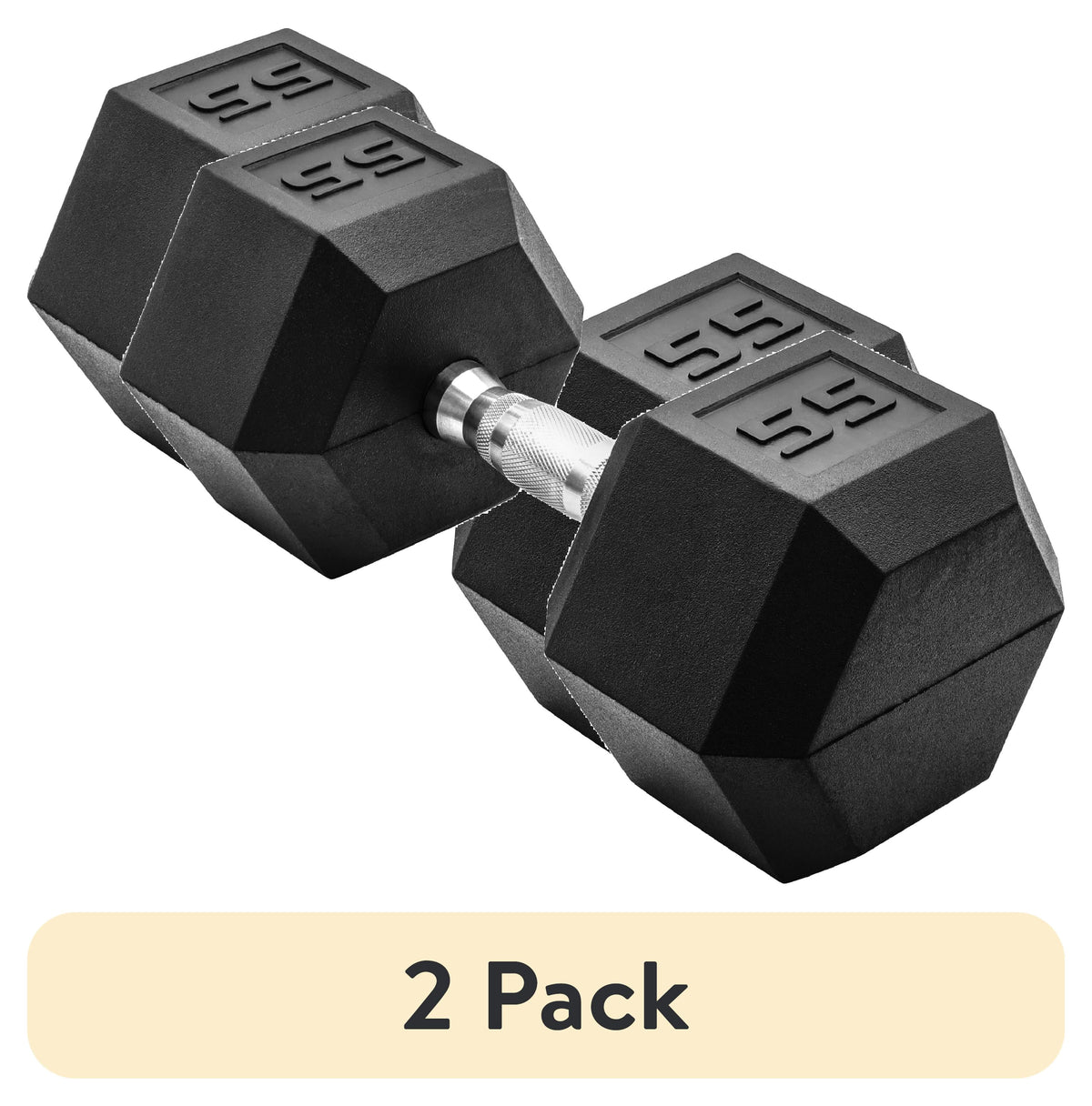 Barbell, 12Lb Coated Rubber Hex Dumbbell, Pair (No-Roll Design, Ergonomic Steel Handle, Durable Coated Weight)
