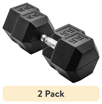Barbell, 12Lb Coated Rubber Hex Dumbbell, Pair (No-Roll Design, Ergonomic Steel Handle, Durable Coated Weight)