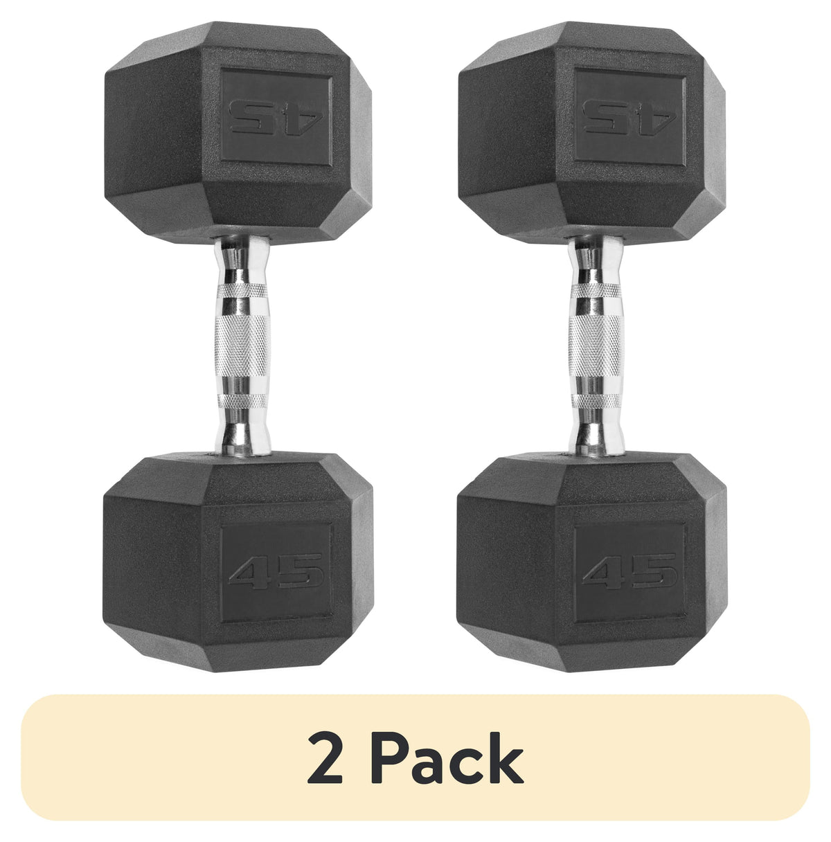 Barbell, 12Lb Coated Rubber Hex Dumbbell, Pair (No-Roll Design, Ergonomic Steel Handle, Durable Coated Weight)