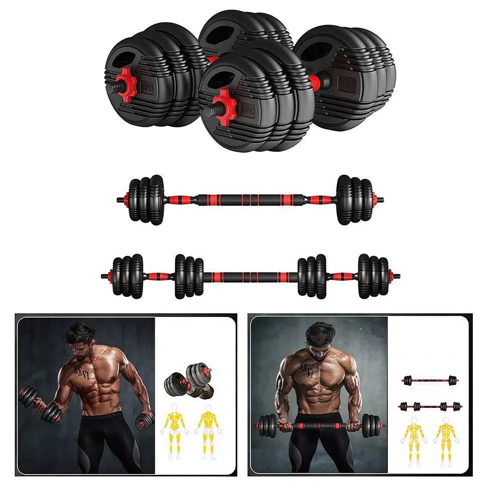 66Lbs Adjustable Dumbbells Set with Connector - 3-In-1 Design for Barbell, Push-Up Stand Use, Ideal for Home Gym Resistance Training, Suitable for Men/Women, Home Gym Equipment, at Home Gym