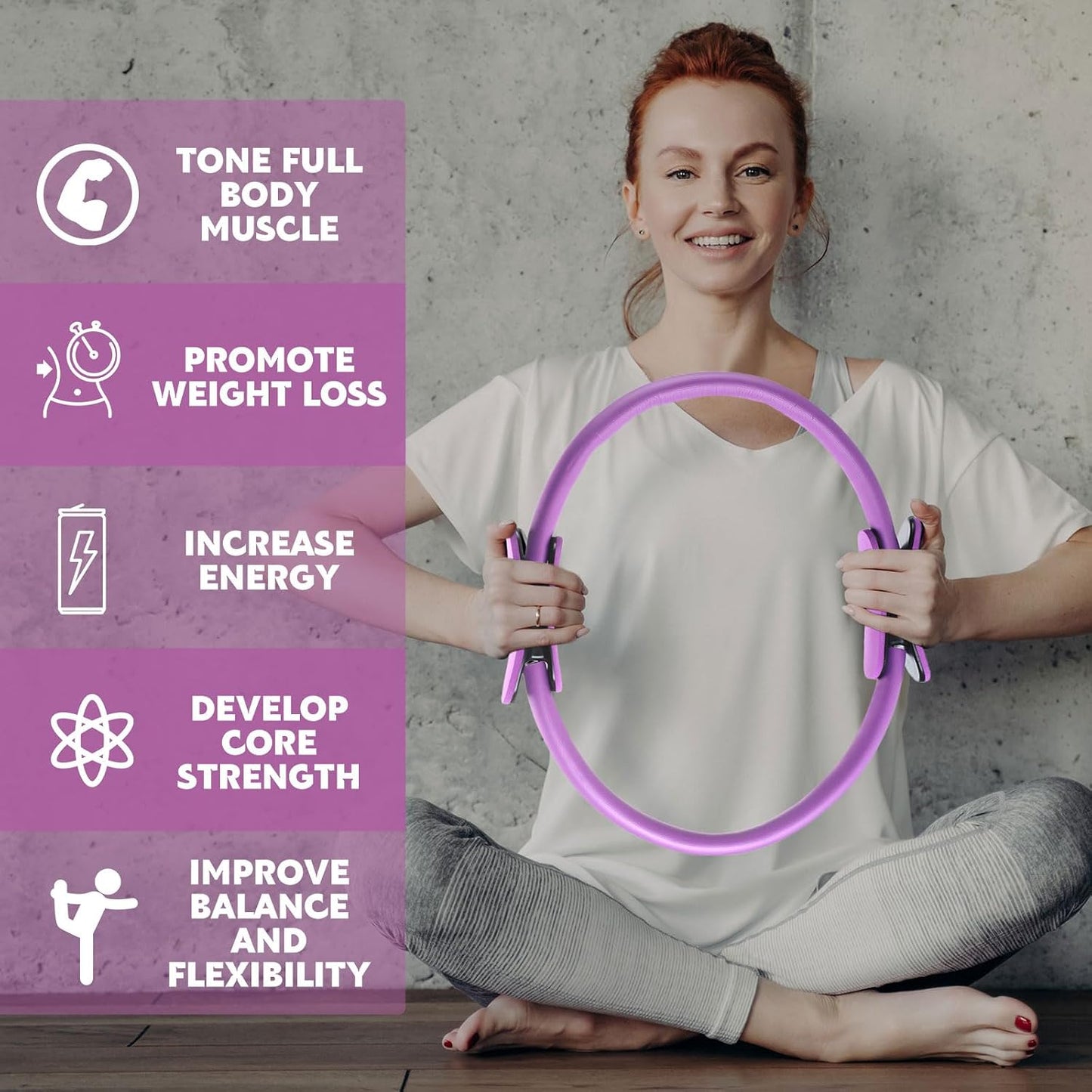 Pilates Ring 11. 81 Inch Pilates Circle Yoga Ring Magic Lightweight Flexible Workout Equipment for Fitness Physical Therapy Resistance Exercise Arms Legs