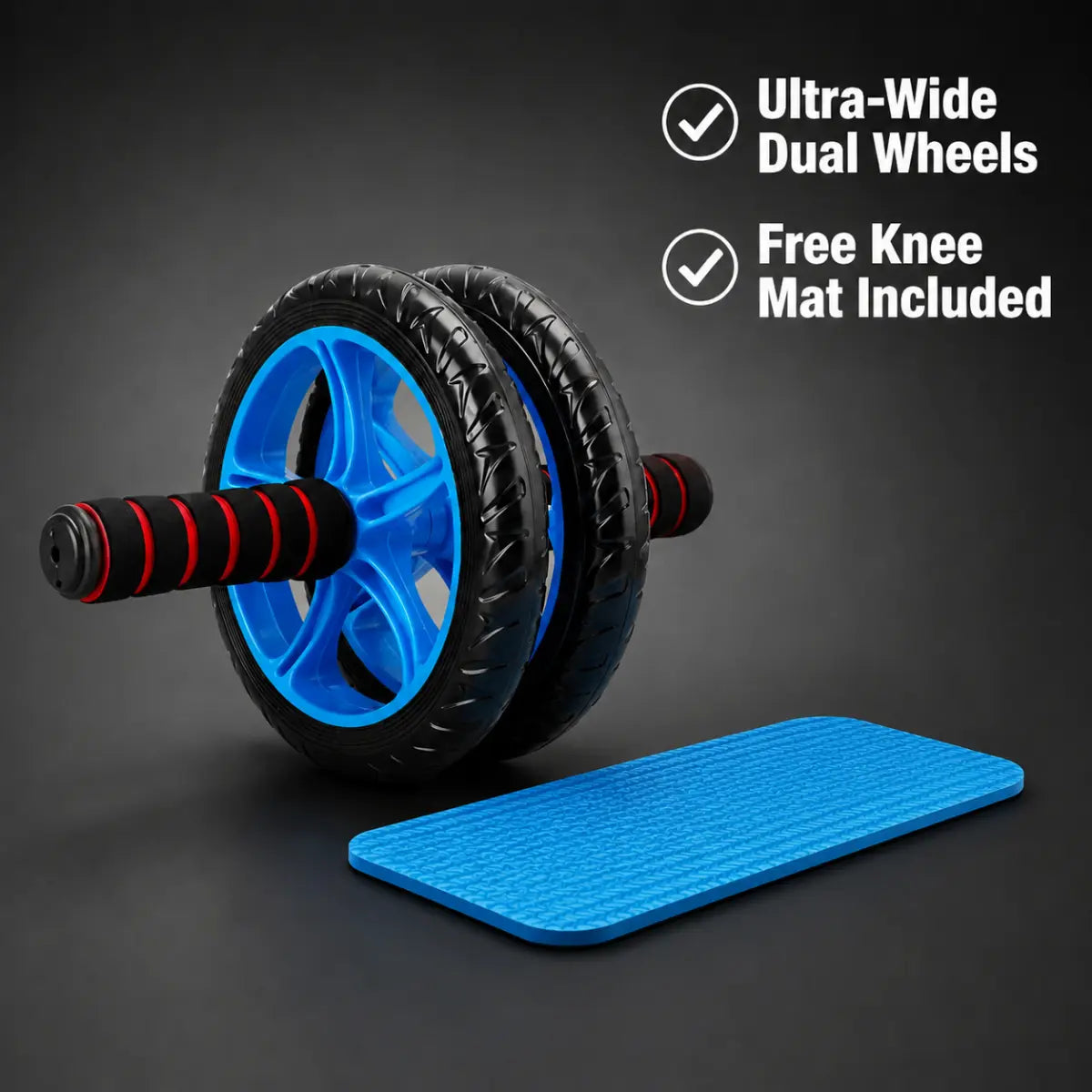 Ab Roller Abdominal Core Trainer with Mat - Ab Crunch Trainer, Plastic Dual-Wheel Exercise Wheel Set, Portable & Easy Assembly, Silent Stability, Anti-Skid Wear-Resistant, Quiet & Floor-Friendly for At-Home Gym Core Strength Training, Ab Workout Equipment