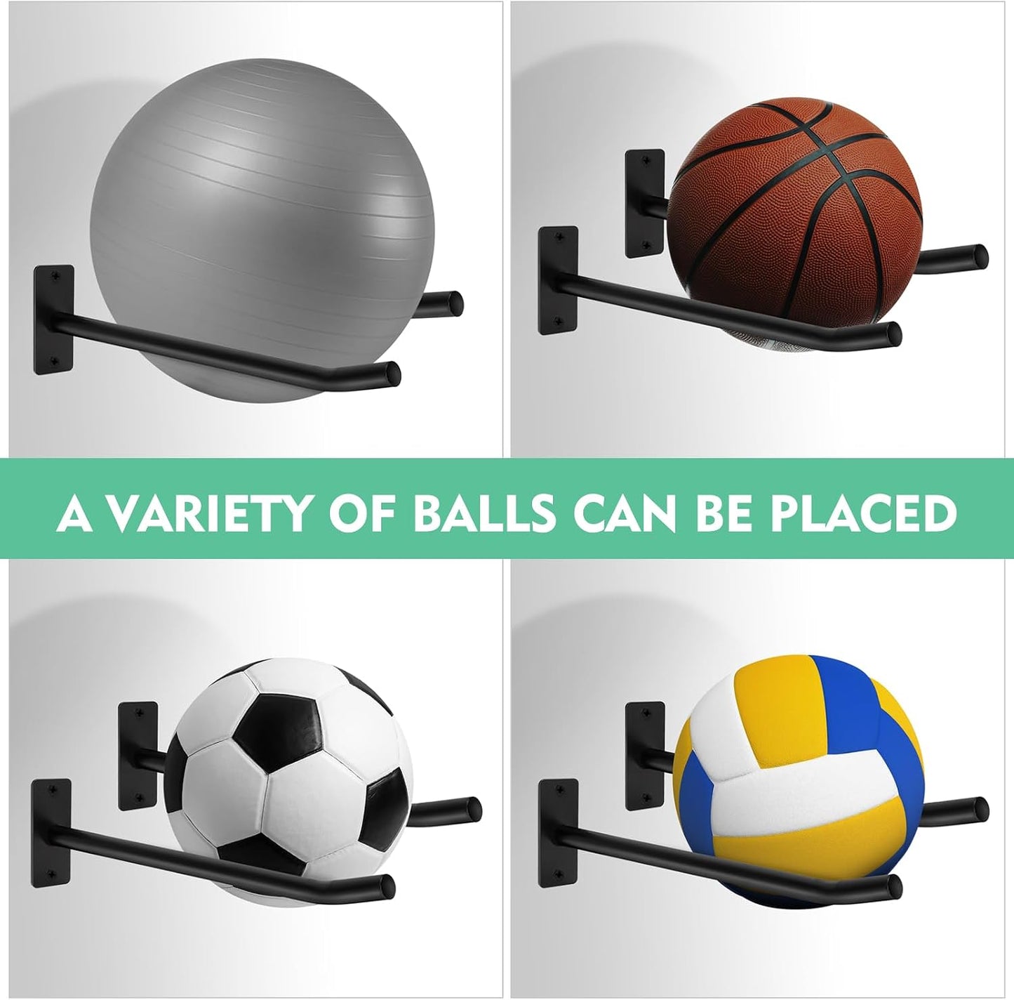 Medicine Ball Rack,Exercise Ball Holder,Wall Rack for Gym Garage Storage Yoga Ball,Suitable for Yoga Ball/Stability Ball/Barre Ball/Yoga Block/Volleyball/Basketball