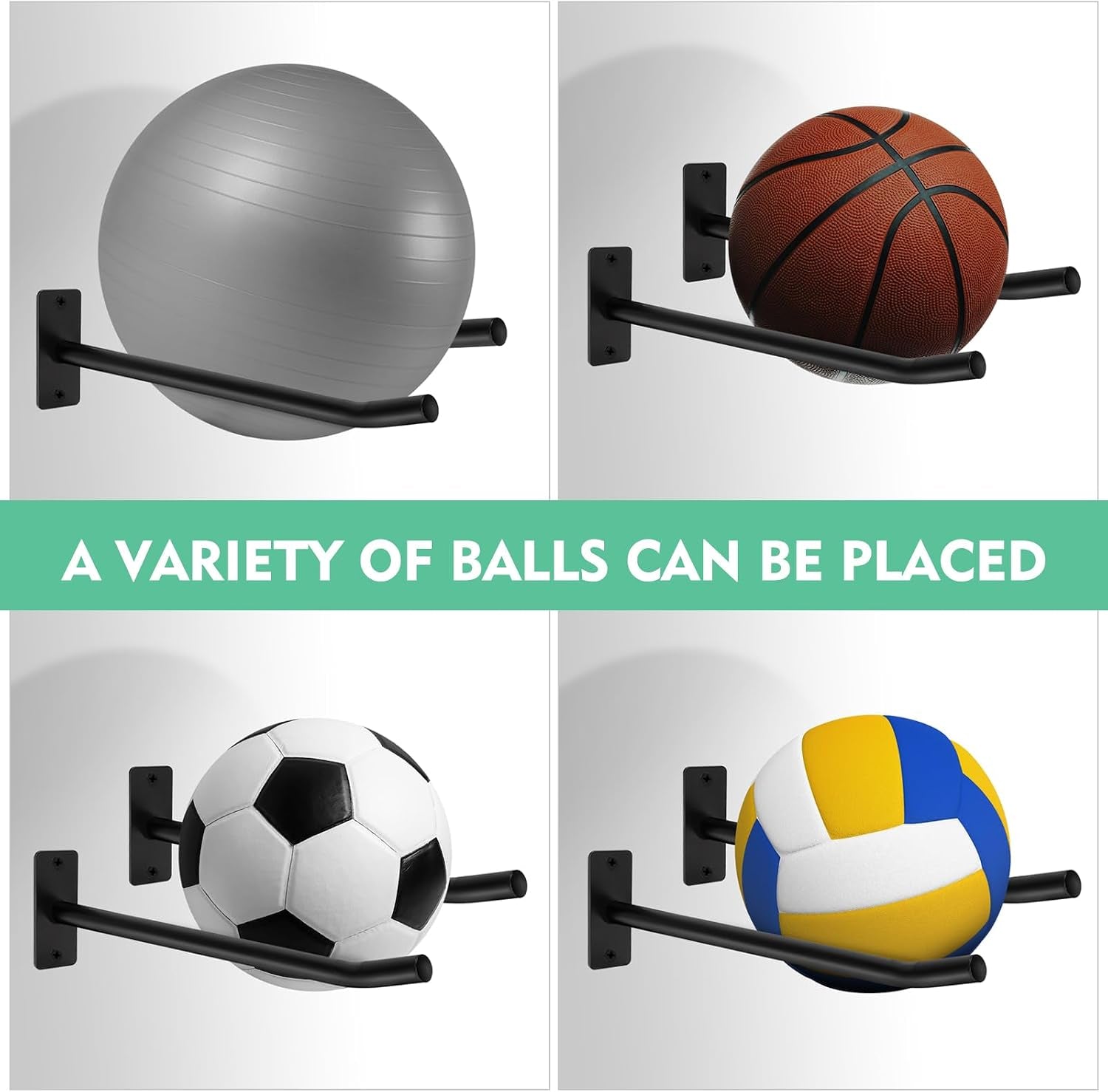 Medicine Ball Rack,Exercise Ball Holder,Wall Rack for Gym Garage Storage Yoga Ball,Suitable for Yoga Ball/Stability Ball/Barre Ball/Yoga Block/Volleyball/Basketball