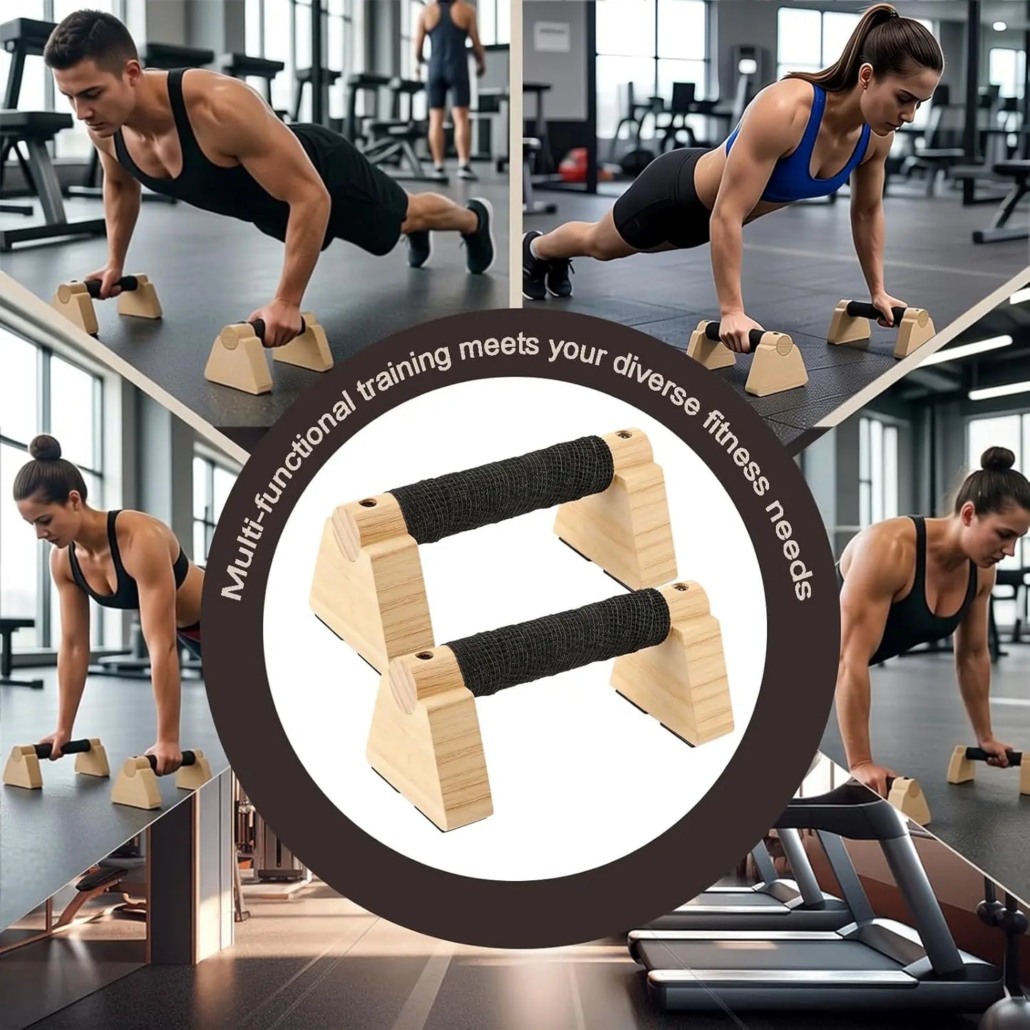Wooden Parallettes Bars for Home Fitness, Calisthenics Equipment, Handstand Training Bar with Non-Slip Grip Design, Ideal for Strength Training and Gymnastics Practice, Push up Handles, Strength Workout Equipment