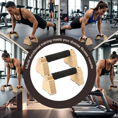 Wooden Parallettes Bars for Home Fitness, Calisthenics Equipment, Handstand Training Bar with Non-Slip Grip Design, Ideal for Strength Training and Gymnastics Practice, Push up Handles, Strength Workout Equipment