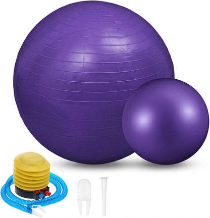 2PCS Yoga Ball, 25Inch Thicked Anti-Burst Exercise Balls for Workout Stretching Stability, Non-Slip Balance Ball Equipment for Women Pilates Physical Therapy Pregnancy Labor Birthing Fitness