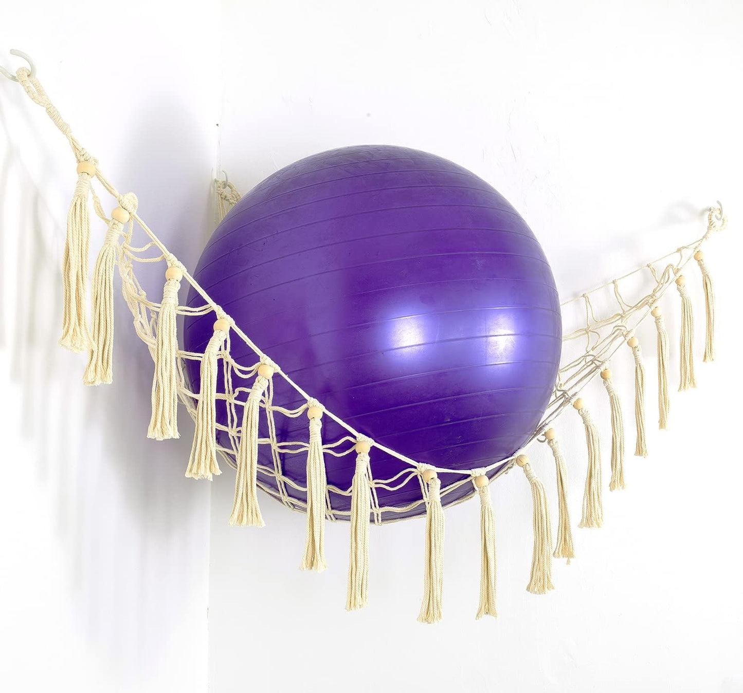 Exercise Ball Holder Yoga Ball Rack Corner Hanging Storage Net or Hammock for Fitness Ball Balance Ball Organizer Pregnancy Stability Ball Swiss Balance Ball for Yoga Studio and Gym