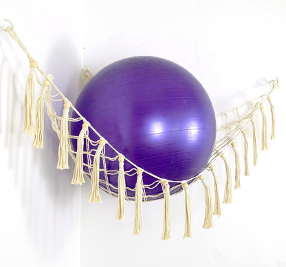 Exercise Ball Holder Yoga Ball Rack Corner Hanging Storage Net or Hammock for Fitness Ball Balance Ball Organizer Pregnancy Stability Ball Swiss Balance Ball for Yoga Studio and Gym
