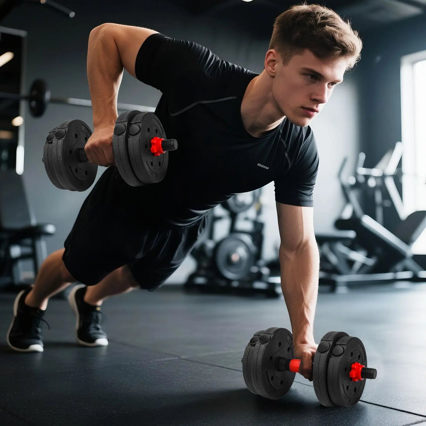 Adjustable Dumbbell Set, 22Lbs Free Weights Dumbbells Set, 3 In1 Dumbbells Set Used as Barbell,Push-Up Stand, Weight Set for Home Gym, Fitness Workout Equipment for Men Women