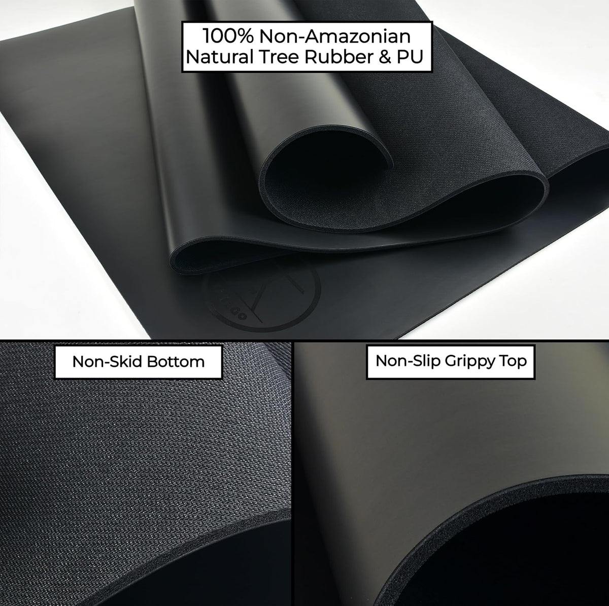 Hot Yoga Mat Non Slip-Professional Grade Natural Rubber Yoga Mat, Pliates Mat, Stretching Mat or Exercise Mats for Home Workout. Nonslip for Hot and Sweaty Classes. Includes Yoga Strap for Carrying and Stretching Too.