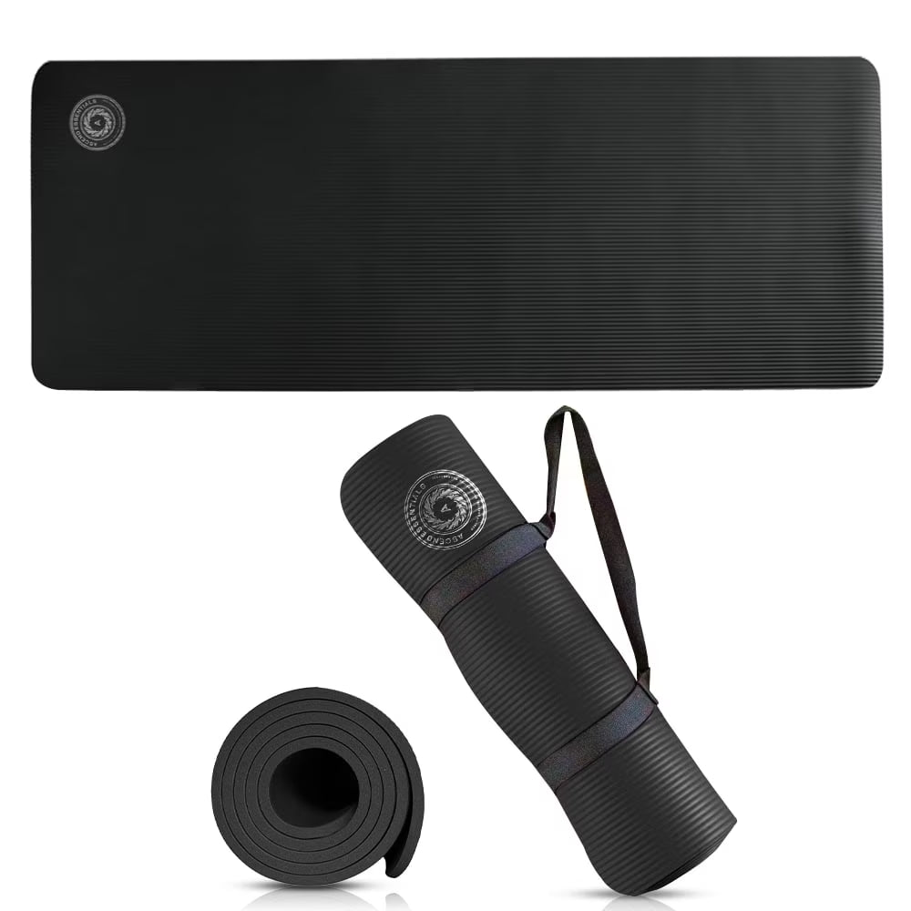 Yoga Mat 10 Mm Thickness with Carry Strap | Lightweight and Non Slip Yoga Mat for Pilates, Yoga | Free Ebook for Mat Workouts